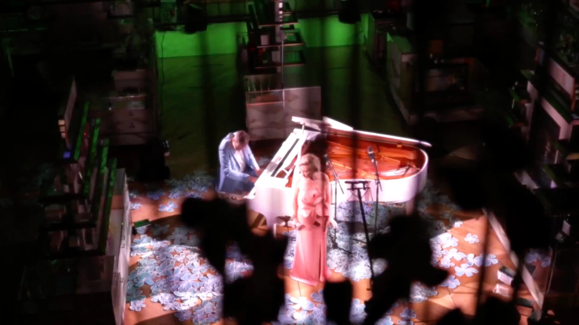 Overall view of the shoot of Natalie Dessay’s digital concert at Le Bon Marché Rive Gauche